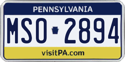 PA license plate MSO2894