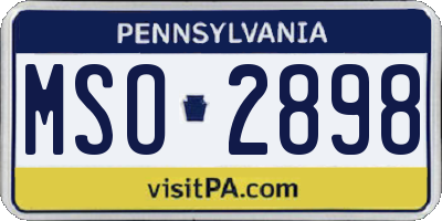 PA license plate MSO2898
