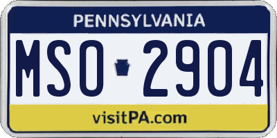 PA license plate MSO2904