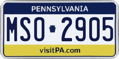 PA license plate MSO2905