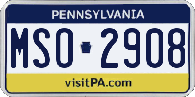 PA license plate MSO2908