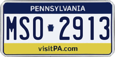 PA license plate MSO2913