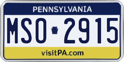 PA license plate MSO2915