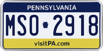 PA license plate MSO2918