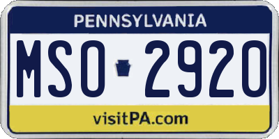 PA license plate MSO2920