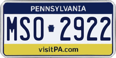 PA license plate MSO2922