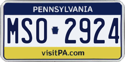 PA license plate MSO2924