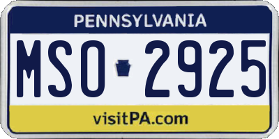 PA license plate MSO2925