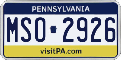 PA license plate MSO2926