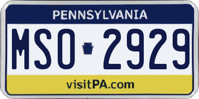 PA license plate MSO2929