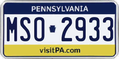 PA license plate MSO2933