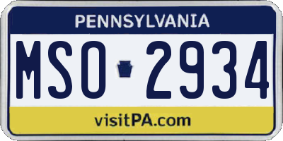 PA license plate MSO2934