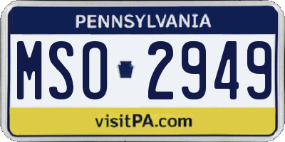 PA license plate MSO2949