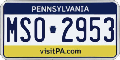 PA license plate MSO2953