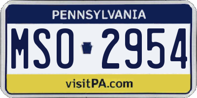 PA license plate MSO2954