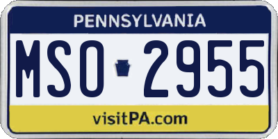 PA license plate MSO2955