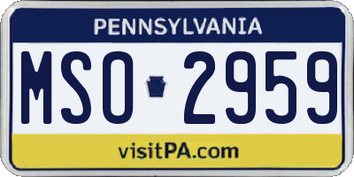 PA license plate MSO2959
