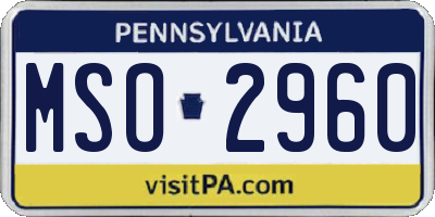 PA license plate MSO2960