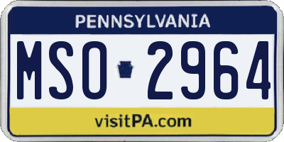 PA license plate MSO2964