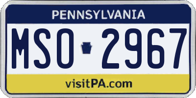 PA license plate MSO2967