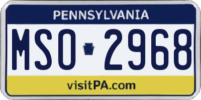 PA license plate MSO2968