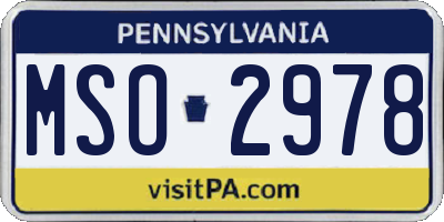 PA license plate MSO2978
