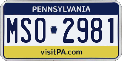 PA license plate MSO2981