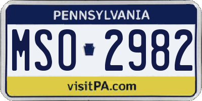 PA license plate MSO2982