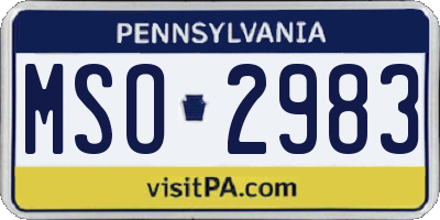 PA license plate MSO2983