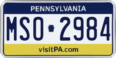 PA license plate MSO2984