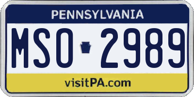 PA license plate MSO2989