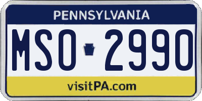 PA license plate MSO2990