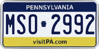PA license plate MSO2992