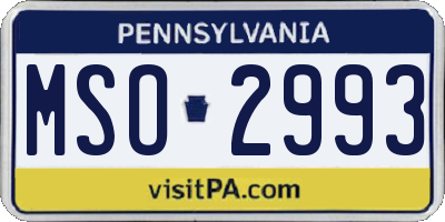 PA license plate MSO2993