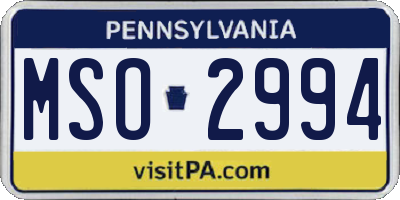 PA license plate MSO2994