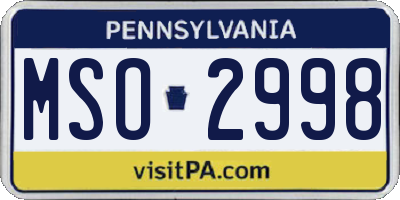 PA license plate MSO2998