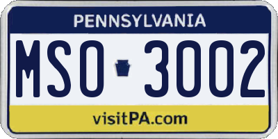 PA license plate MSO3002