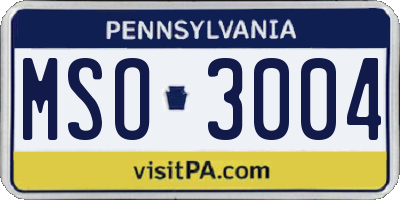 PA license plate MSO3004