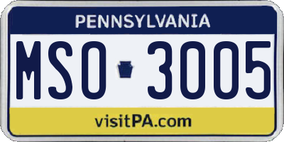 PA license plate MSO3005