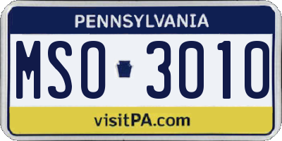 PA license plate MSO3010