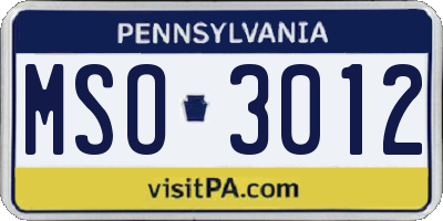 PA license plate MSO3012