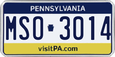PA license plate MSO3014