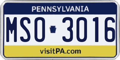 PA license plate MSO3016