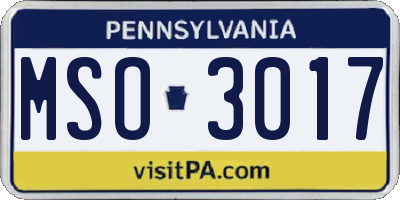 PA license plate MSO3017