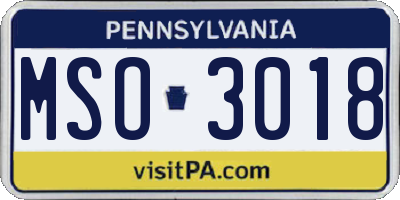 PA license plate MSO3018