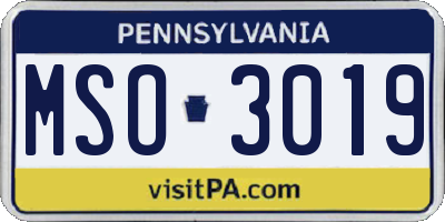 PA license plate MSO3019