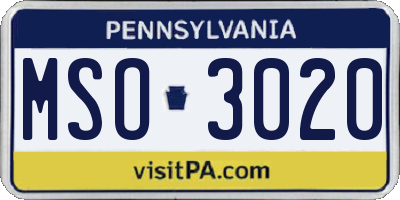 PA license plate MSO3020