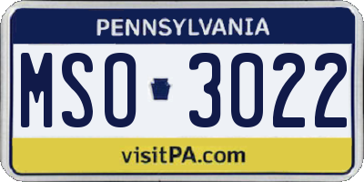 PA license plate MSO3022