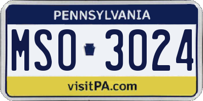 PA license plate MSO3024