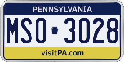 PA license plate MSO3028